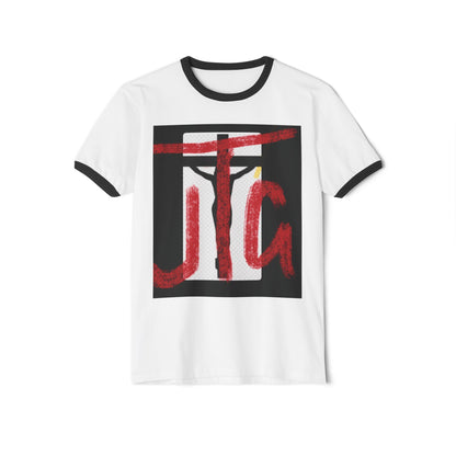 Jesus Cross Ringer T‑Shirt — 'Just Trust God' Christian Tee