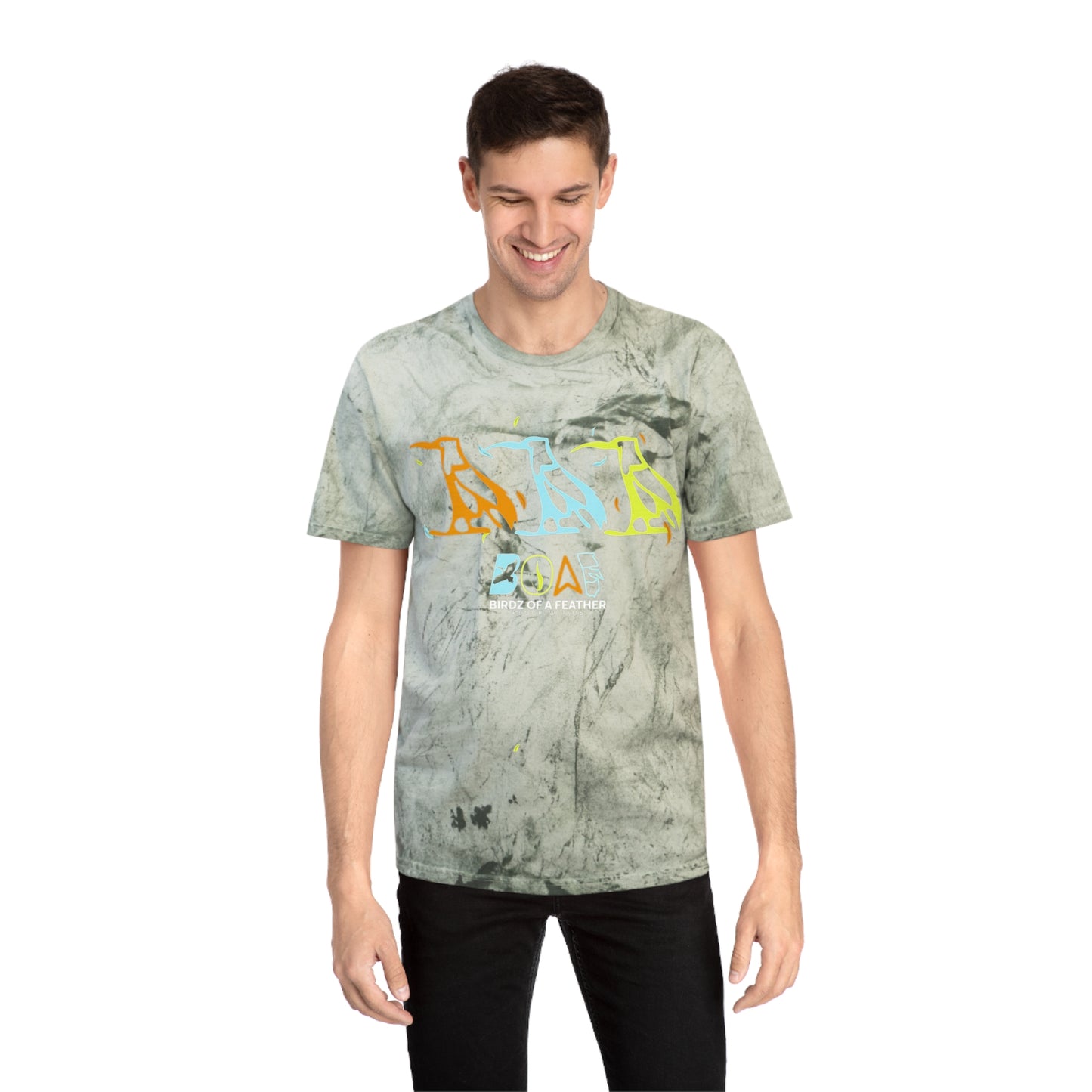 Tie-Dye Bird Graphic T-Shirt — "Birdz of a Feather"