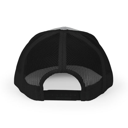 Embroidered 'Blood Bought Flame Trucker Hat — Black/White Snapback Cap