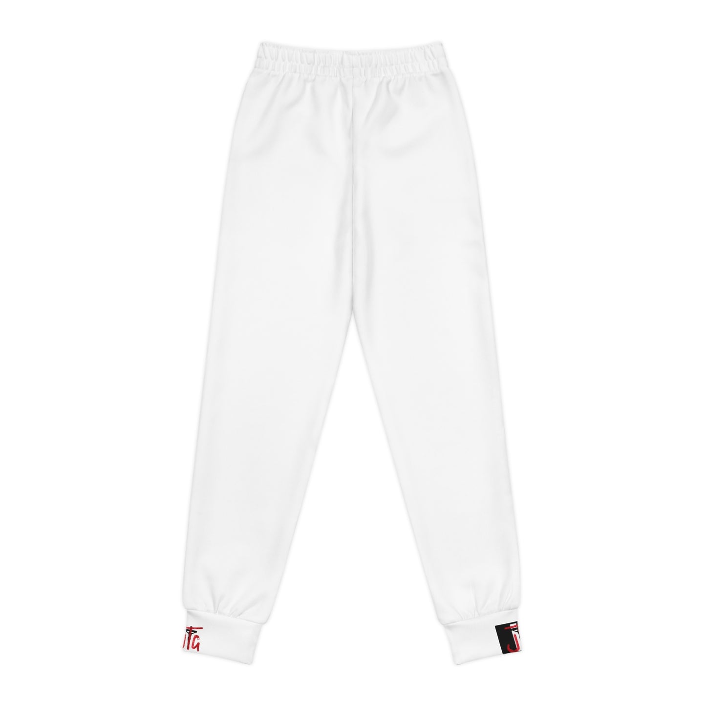 Youth Joggers — White Red 'B' Minimal Logo Sweatpants