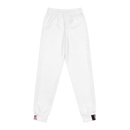 Youth Joggers — White Red 'B' Minimal Logo Sweatpants