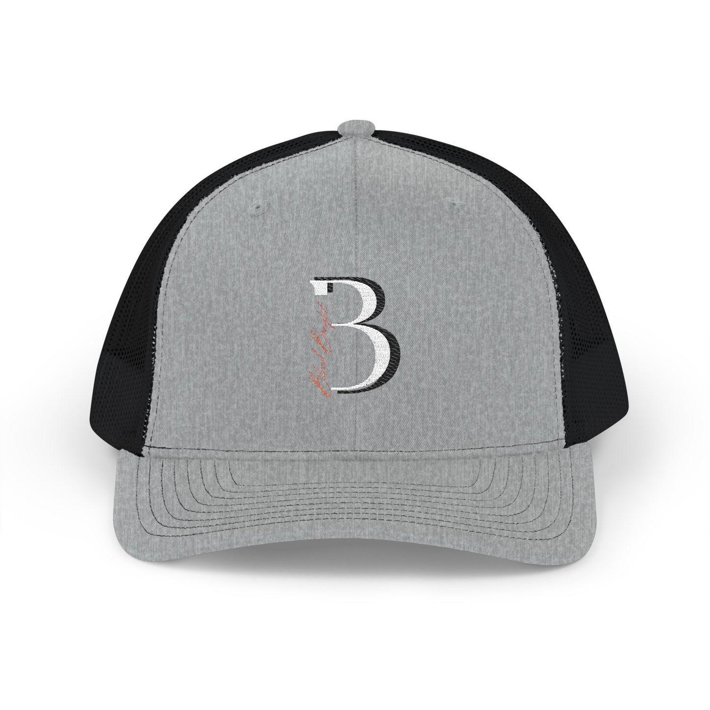 Embroidered 'Blood Bought Flame Trucker Hat — Black/White Snapback Cap