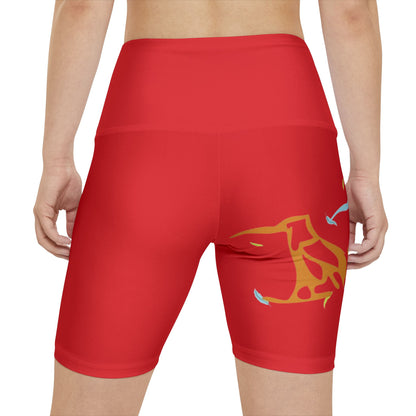 Workout Shorts — Bold Red ‘BOAF’ Flame & Eagle Activewear