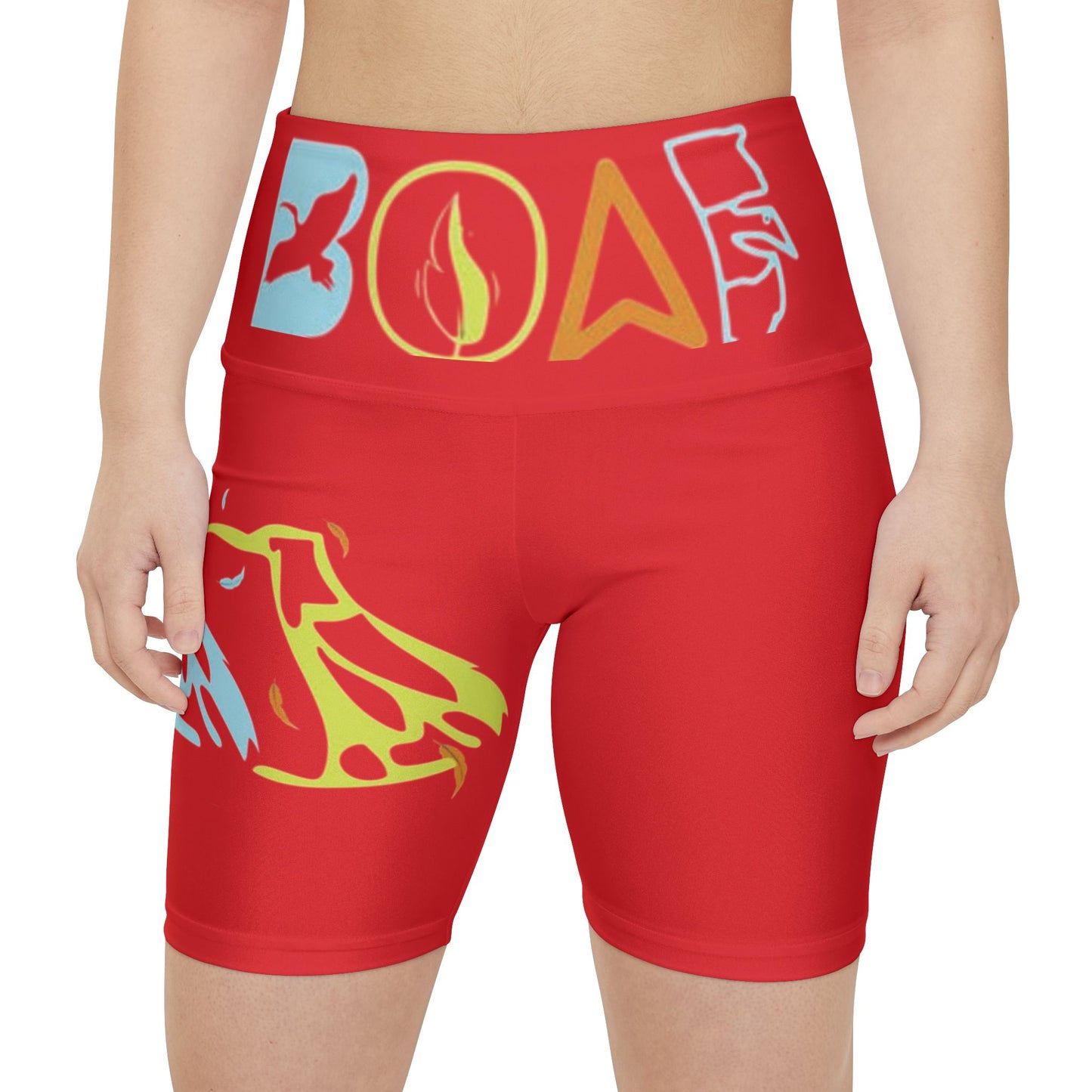Workout Shorts — Bold Red ‘BOAF’ Flame & Eagle Activewear
