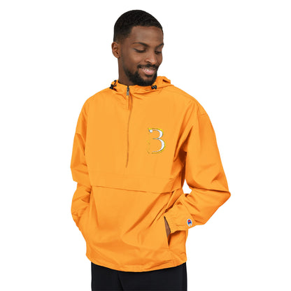 Packable Anorak Jacket — Orange Floral '3' Chest Print