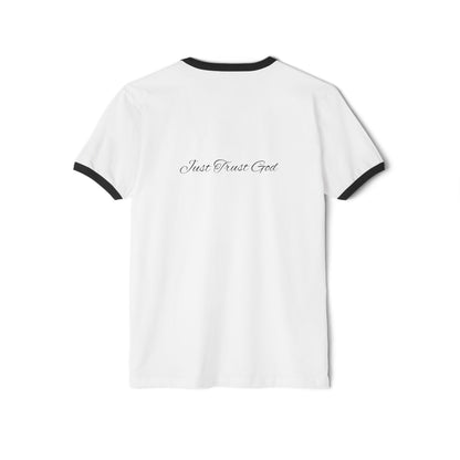Jesus Cross Ringer T‑Shirt — 'Just Trust God' Christian Tee