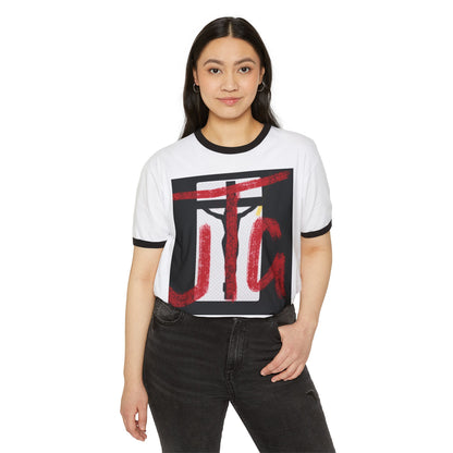 Jesus Cross Ringer T‑Shirt — 'Just Trust God' Christian Tee