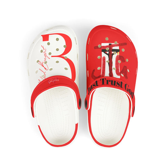 Kids "Just Trust God" EVA Foam Clogs — White Comfort Slides
