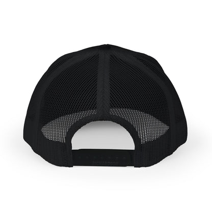 Embroidered 'Blood Bought Flame Trucker Hat — Black/White Snapback Cap